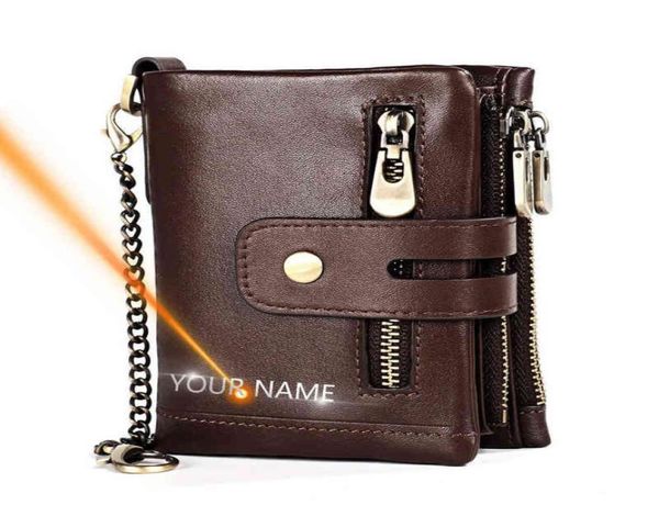 

short fashion young men women wallet 2020 name engraving real cow leather purse coin id card pocket zipper bag for men j2201558587, Black