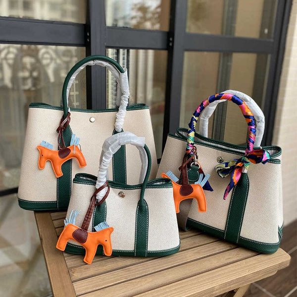 

original designer bags h home new canvas 2023 garden bag contrast tote shopping fashion one shoulder portable high capacity ueb5