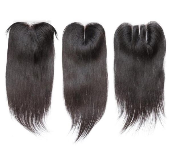 

straight 4x4 human hair lace closures natural black bleached knots preplucked9634712, Black;brown