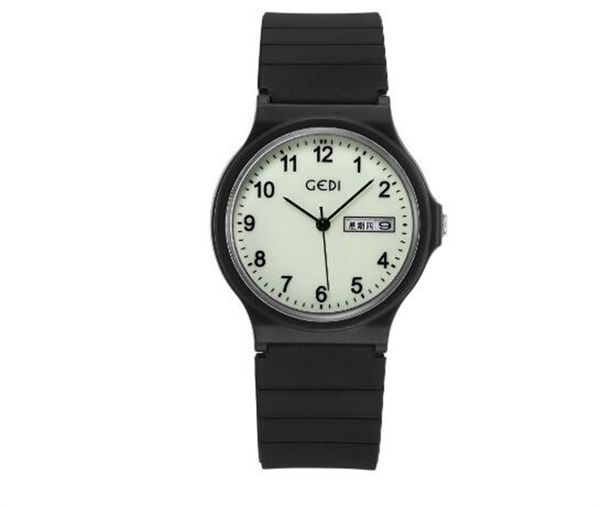 

2023 student's calendar candy colored soft ultra light silicone circular quartz exam watch, Slivery;golden