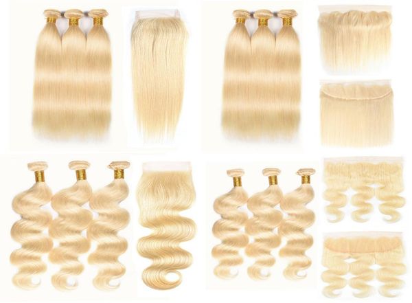 

1024 inch 613 blonde bundles with 4x4 part lace closure and 13x4 lace frontal straight body wave human hair weave5867039, Black;brown