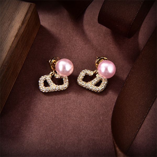 

designer earring charm v logo brand stud earing women fashion hoop jewelry luxury crystal pearl earring jeweler gifts smk56, Golden