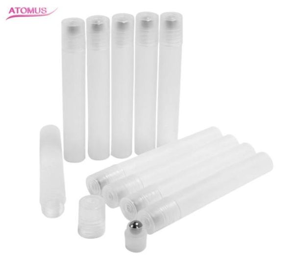

10pcs 10ml metal stainles steel roller ball empty liquids oil perfume bottle plastic roll transparet plastic cap for tattoo eyebro7742936