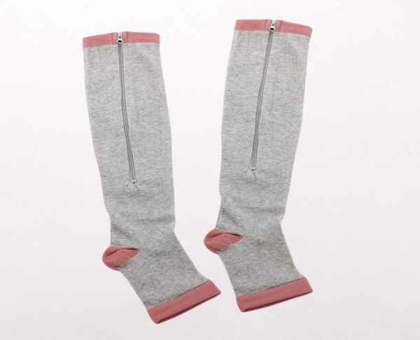 

sports socks men women elastic compression toe open leg support stocking knee high yoga with zipper3758269, Black