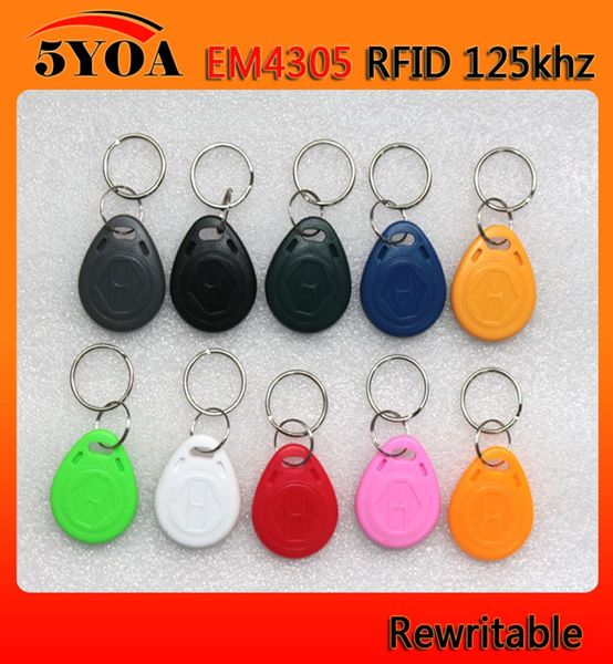 

em4305 copy rewritable writable rewrite em id keyfobs rfid tag key ring card 125khz proximity token access duplicate7429882