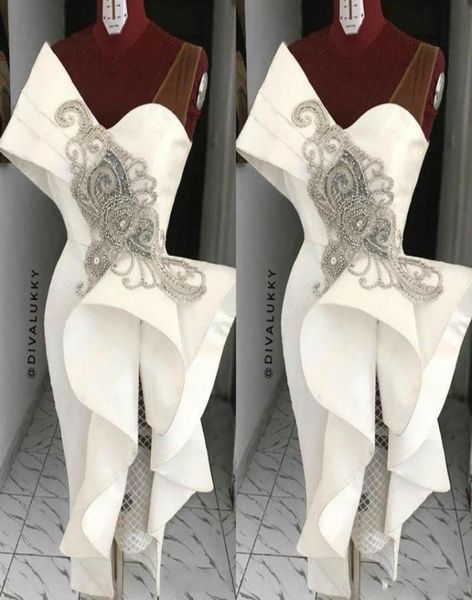 

modest white satin short prom dresses 2021 sheer straps beading ruched tea length evening gowns front split cocktail party dress a1950734, Black