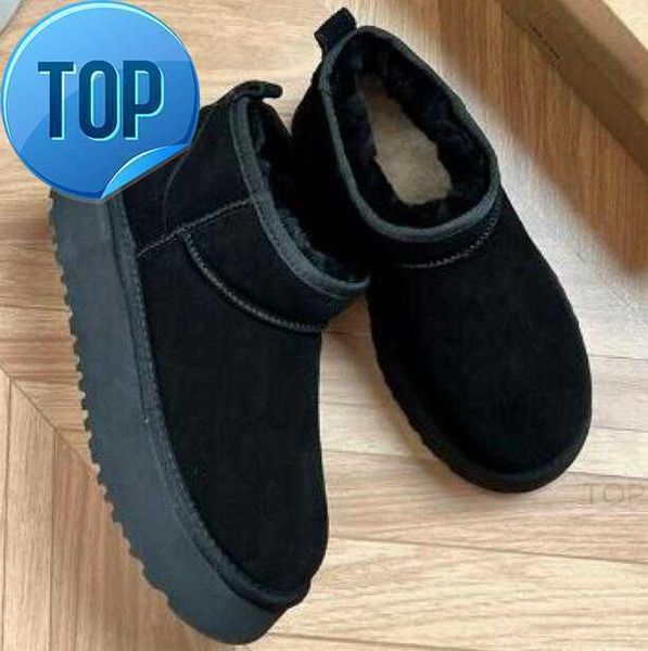 

boots winter women platform boot classic mini booties woman fashion fur fluffy thick sole snow bootshugggssh, Black