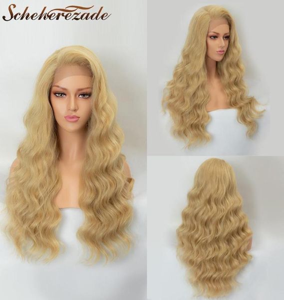 

synthetic wigs scheherezade 613 blonde lace front wig with natural hairline long wavy for black women 28 inch heat resistant1463541