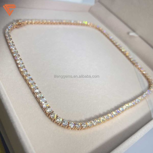 

lifeng jewelry luxury 18" 20" 22" 24" men women necklace yellow gold 4mm vvs iced out moissanite tennis chain, Silver