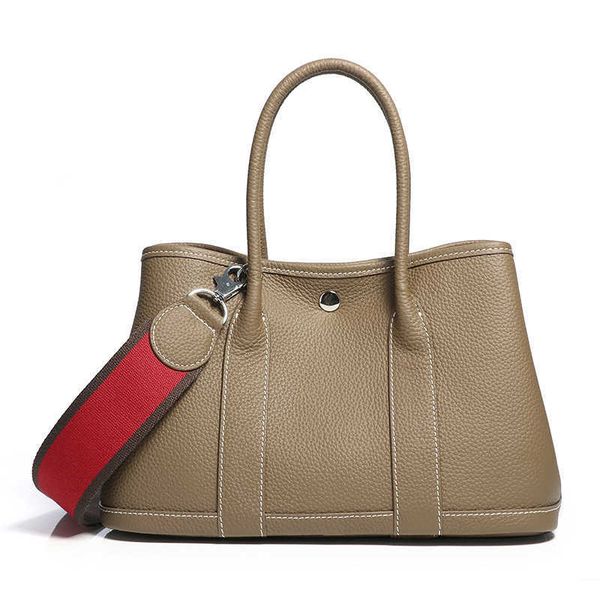 

original designer bags h home baotou cowhide garden lizhi pattern women's bag casual one shoulder color contrast wide belt handbag wome