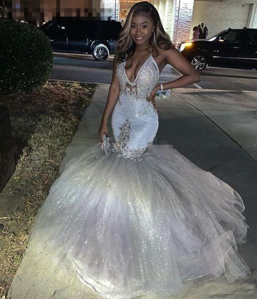 

sparkly silver mermaid reflective prom dresses spaghetti straps african long formal evening gowns cocktail party dresses7379185, Black