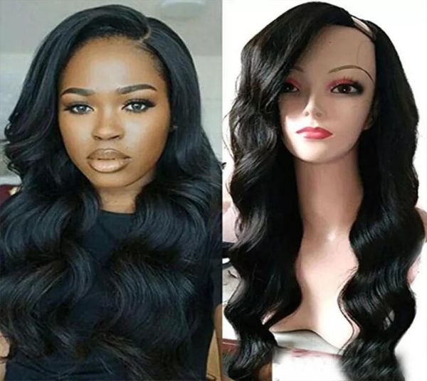 

human hair u part wig brazilian loose wave virgin hair upart wigs for black women glueless loose curly u part brazilian hair wigs9394041, Black;brown