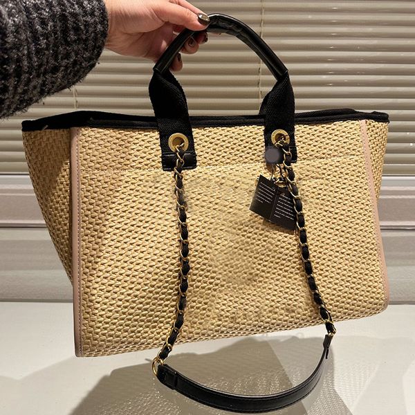 

designer beach bags fashion straw totes handbags womens large capacity handbag casual holiday multifunctional woven bag tote