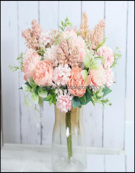 

wedding flowers party supplies events roses artificial white silk peony sky blue bride bouquet decor fake flower home6813606