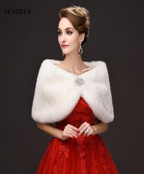 

2017 fashion bolero mariage elegant ladies wedding capes warm fur bridal wraps winter shawls estola de pele falso7127232, White