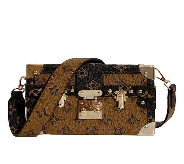 

vintage flower small square box womens shoulder bag high texture female messenger bag versatile fashion mobile makeup bag1133017
