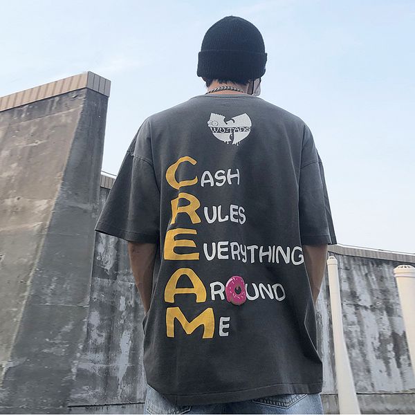 

men s t shirts cartoon letter foam short sleeve and women s tshirts streetwear loose overisze tees round neck harajuku summer tanks 230629, White;black