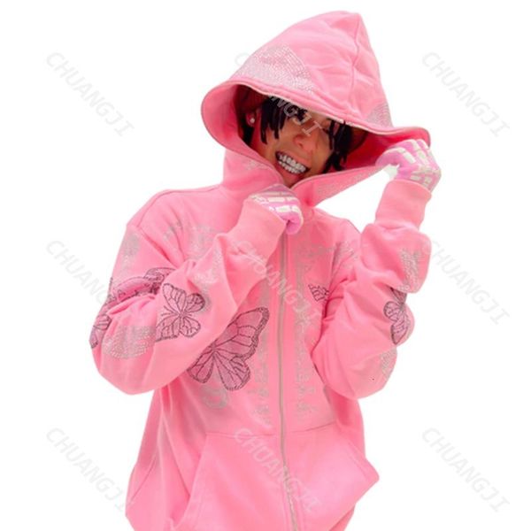 

men's hoodies sweatshirts harajuku vintage gothic graphic punk clothe oversize zip up hoodie s butterfly 230630, Black