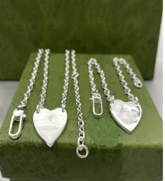 

925 silver love necklace bracelet designer women mens sterling silver heart pendant jewelry choker luxury necklaces bracelets for 4537818
