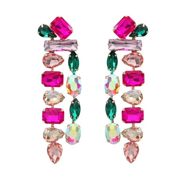 

metal glass geometry dangle earrings birthday party trend creative jewelry women's shiny accessories gift, Silver