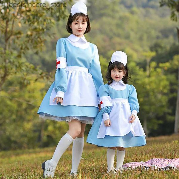 

parent-child outfit nurse costume halloween maid lolita dress children's day book week women girls fancy dress l230522, Blue