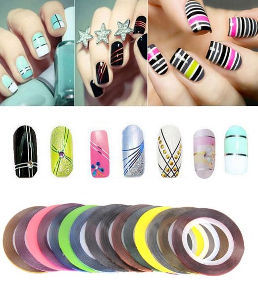 

30pcs rolls striping tapes colorful line nail stickers diy nail art kit manicaure beauty decorations for uv gel nail polish3961399, Black