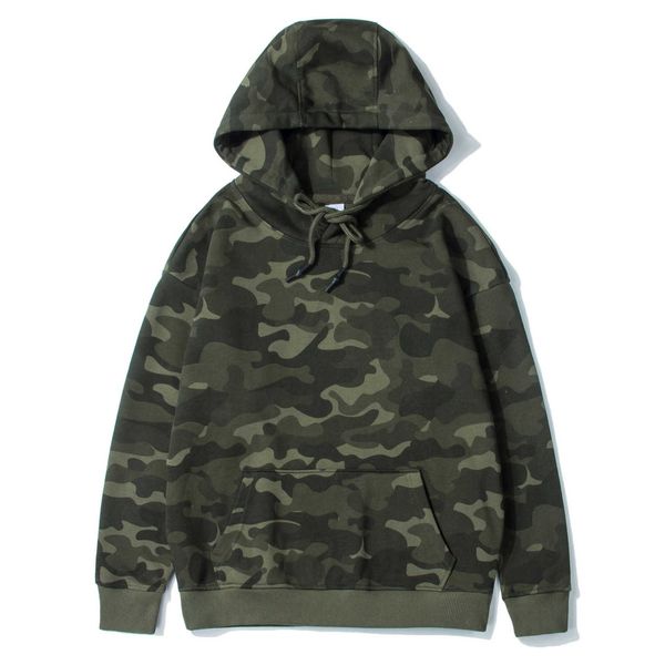 

spring and autumn men's national tide hooded sweater pullover jacket camouflage clothes sports loose leisure blank, Black