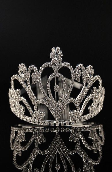 

silver crystals wedding tiaras beaded bridal crowns rhinestone head pieces comb hair accessories pageant tiara4485808