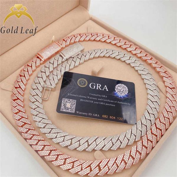 

hip hop jewelry 2023 man necklace moissanite cuban link chain 14k gold plated, Silver