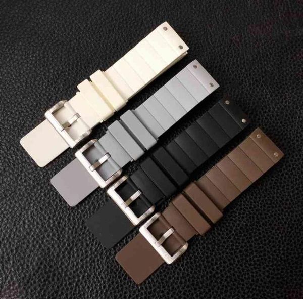 

23mm rubber silicone watches strap pin buckle waterproof sport watchband suitable for santos series watch mens accessories soft2235555, Black;brown