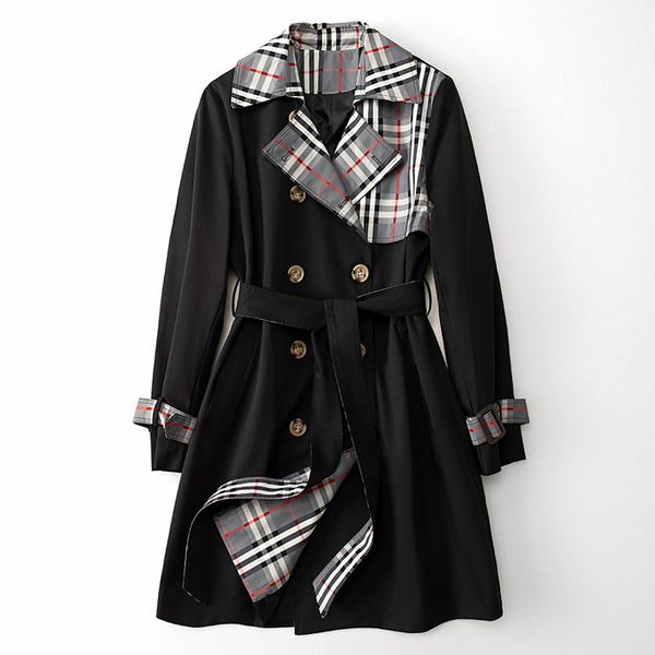 

2023 spring fashion british female trench coats new turtle neck collar mid length women's casual coat, Tan;black