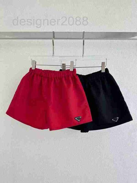 

women's shorts designer 23 spring/summer fashion letter triangle red nylon elastic waist straight leg wide casual l5z4, White;black
