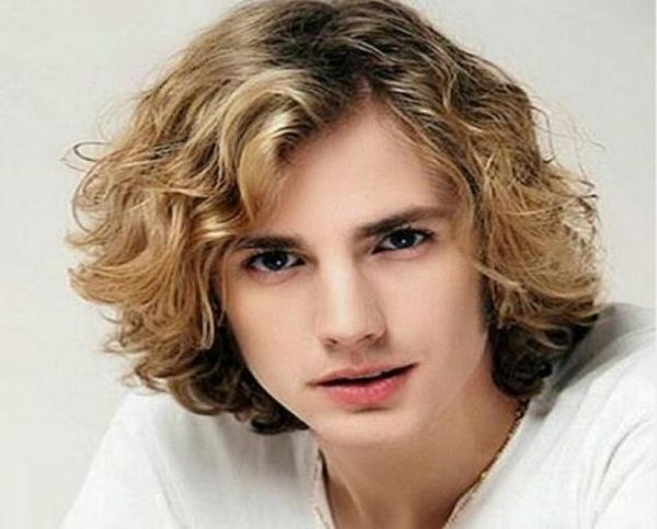

new european and american wig men gradual change colors partial liu hai small curl short wig cover7422849, Black