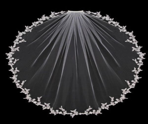 

in stock wedding veils bridal accessories white ivory elbow length with comb appliques lace bridal veils 6295974, Black