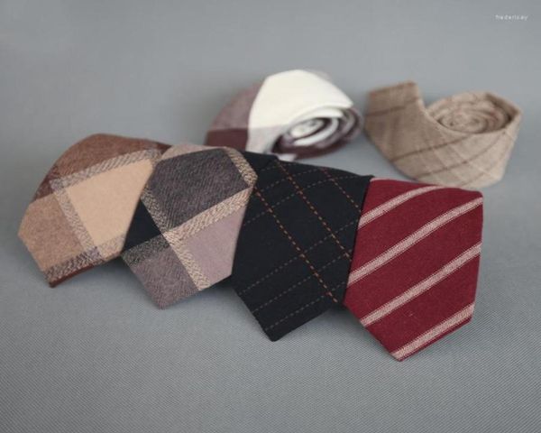 

bow ties chic casual plaid for men 8 cm wide cotton necktie striped tie with gift box fred225005268, Black;gray