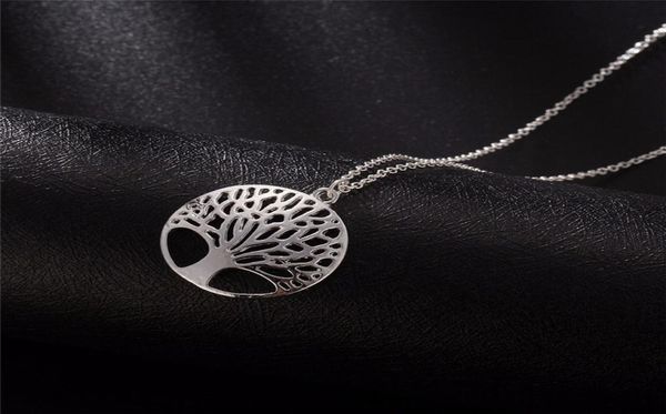 

tree of life round small pendant necklace hollow silver color bijoux collier elegant women jewelry gifts5757309