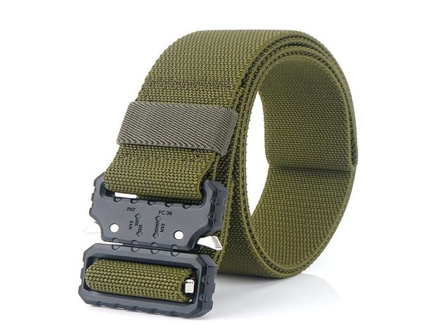 

15 inches high elastic thickening nylon tactical belt student jean leisure waist belt with black quick release metal buckle8993041, Black;green