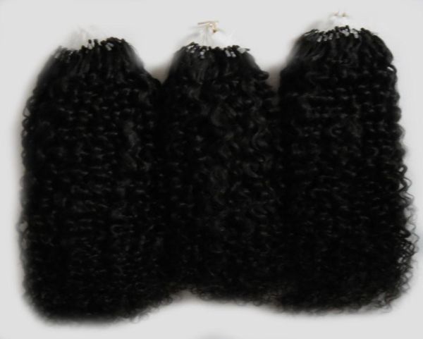 

natural color afro kinky curly micro loop hair extensions 300g mongolian kinky curly hair micro link hair extensions human 300s6900377, Black