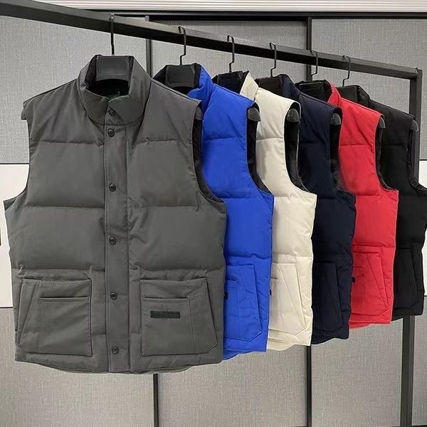 

men's vest warmer designer gilet jacket goose luxury down woman vest feather filled material coat graphite gray black and white blue po, Black;white