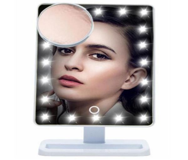 

adjustable vanity tablelamp 20 leds lighted led touch screen mirror makeup portable mirror luminous 180 rotating mirror9057876