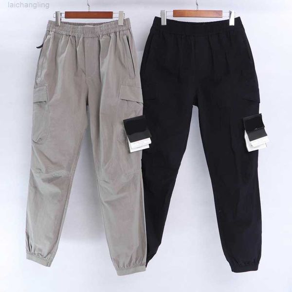 

mens cargo pants brand designer stone season two colors island spring thin light joggers streetwear trousers memj8x, Black