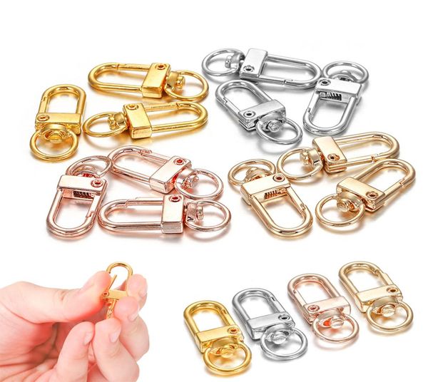 

10pcslot 12x33mm rotating dog buckle gold rhodium metal lobster clasps hooks for diy jewelry making key ring chain accessories6845848