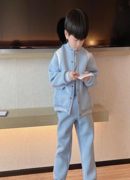 

baby boys tracksuit spring fall kids jacketpants 2pcsets clothes children print outfit sky blue7334915, White