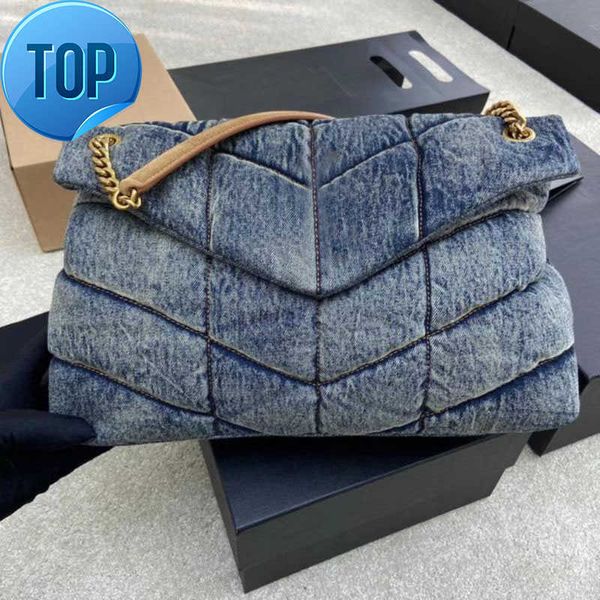 

luxury bags washed denim messenger bag loulou puffer fashion classic flap bag pocket chain cowboy crossbody designer womenh