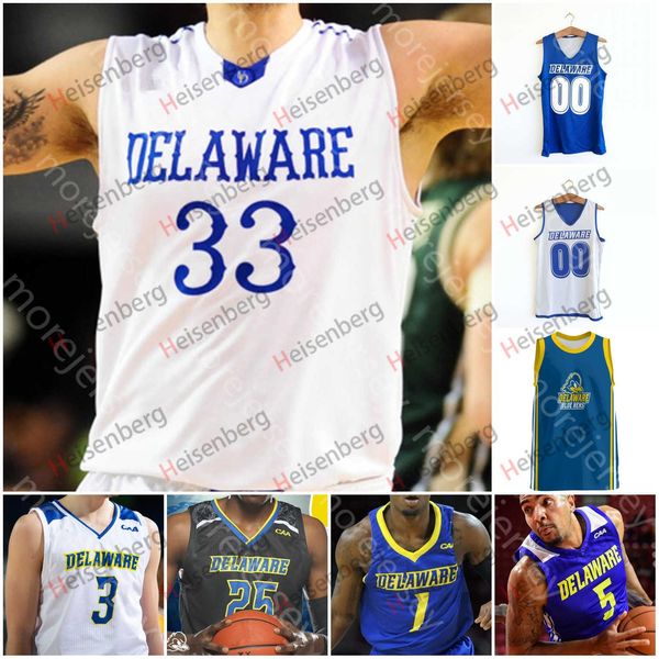 

custom delaware blue hens basketball jersey ncaa college nate darling ryan allen justyn mutts kevin anderson collin goss aleks novakovich, Black
