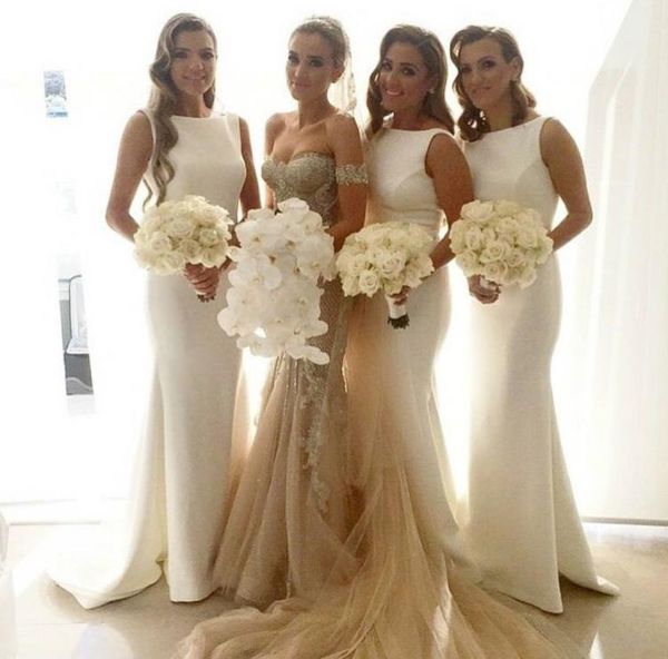 

elegant simple bridesmaid dress long sleeveless sweep train jewel neck evening dresses maid of honor dresses arabic party gowns6045651, White;pink