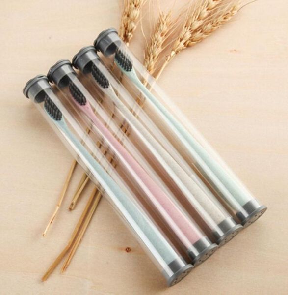 

envriomental friendly wheat stalk toothbrush bamboo charcoal teethbrush soft portable toothbrush for and kids travel use pvc9485757