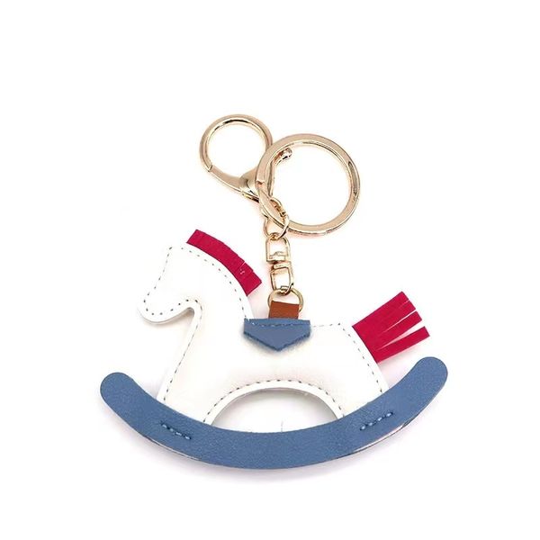 

designer keychain female color matching luxury cartoon pony animal keychain pu leather high cartoon decorative purse keychain cute keychain, Silver