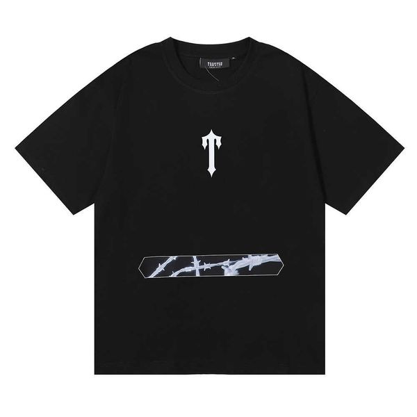

trapstar barbed wire aow tee summer new loose casual men's and women's pure cotton short sleeve t-shirt, White;black