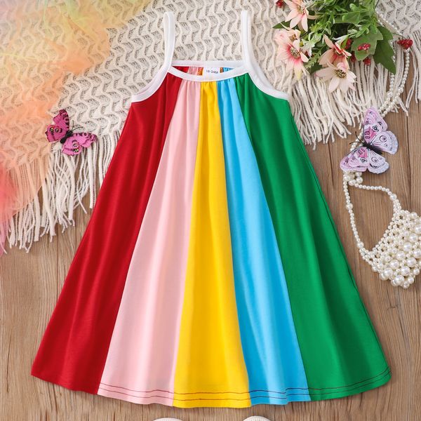 

girl s dresses summer baby girls sleeveless rainbow clothes kids girl cotton princess dress outfit for children clothing 230630, Red;yellow